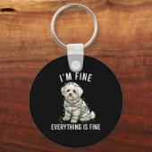 Bichon Frise Christmas I'm Fine Everything Is Fine Sleutelhanger (Voorkant)