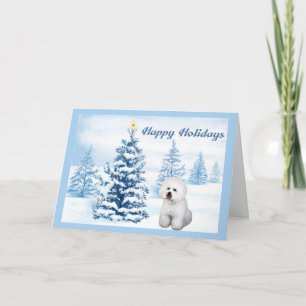 Bichon Frise Christmas Kaart Blue Tree