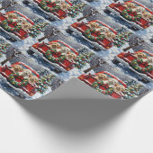 Bichon Frise Christmas Red Truck Holiday Cadeaupapier (Hoek)