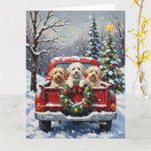 Bichon Frise Christmas Red Truck Holiday Kaart (Gele Bloem)