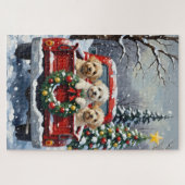 Bichon Frise Christmas Red Truck Holiday Legpuzzel (Horizontaal)