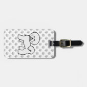 Bichon Frise Cute Cartoon Dog & Custom Text Bagagelabel (Voorkant horizontaal)