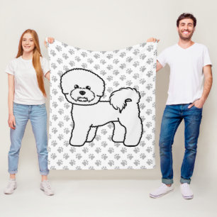 Bichon Frise Cute Cartoon Dog Illustratie Fleece Deken