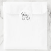 Bichon Frise Cute Cartoon Dog Illustratie Ronde Sticker (Tas)
