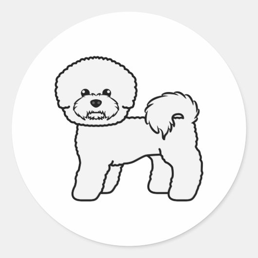 Bichon Frise Cute Cartoon Dog Illustratie Ronde Sticker (Voorkant)
