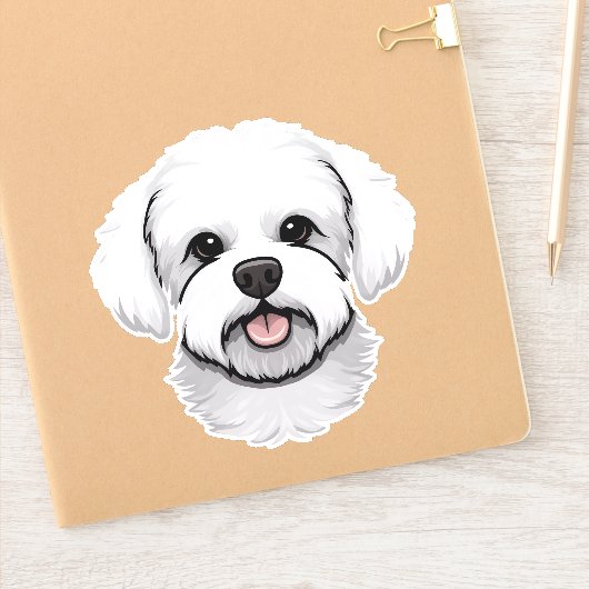 Bichon Frise Cute Dog Face Puppy Cartoon Contour Sticker (Notitieboek)