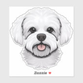 Bichon Frise Cute Dog Face Puppy Cartoon Contour Sticker (Vel)