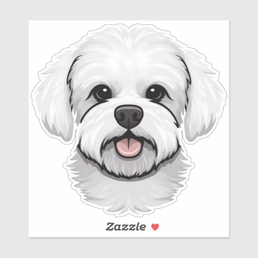 Bichon Frise Cute Dog Face Puppy Cartoon Contour Sticker (Vel)