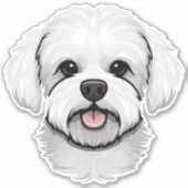 Bichon Frise Cute Dog Face Puppy Cartoon Contour Sticker (Voorkant)