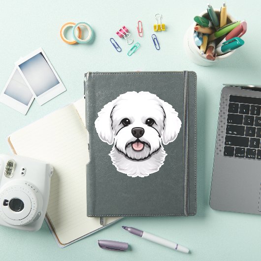 Bichon Frise Cute Dog Face Puppy Cartoon Contour Sticker (iPad Cover)
