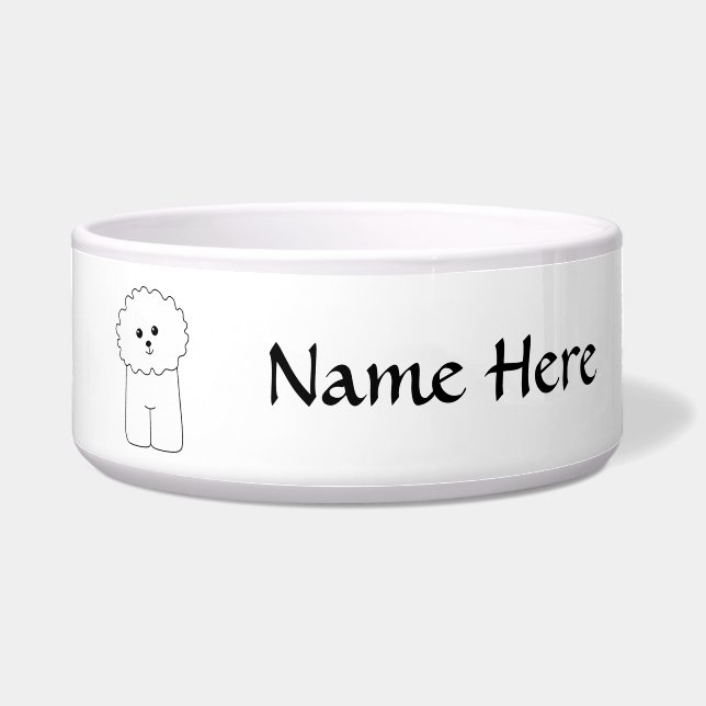 Bichon Frise, Cute Dog. Voerbakje (Voorkant)