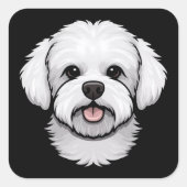 Bichon Frise Cute Funny Puppy Dog Stationery Vierkante Sticker (Voorkant)