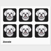 Bichon Frise Cute Funny Puppy Dog Stationery Vierkante Sticker (Vel)