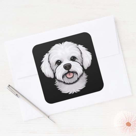 Bichon Frise Cute Funny Puppy Dog Stationery Vierkante Sticker (Envelop)