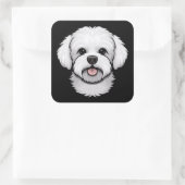 Bichon Frise Cute Funny Puppy Dog Stationery Vierkante Sticker (Tas)