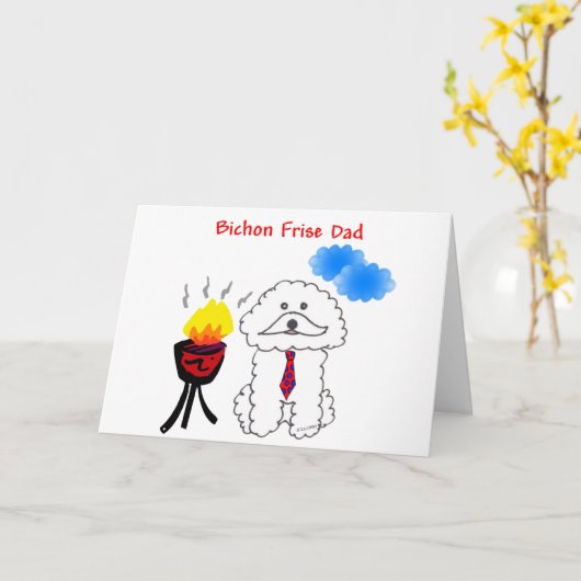 Bichon Frise Dad Kaart (Gele Bloem)