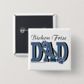 Bichon Frise DAD Vierkante Button 5,1 Cm (Voorkant /achterkant)