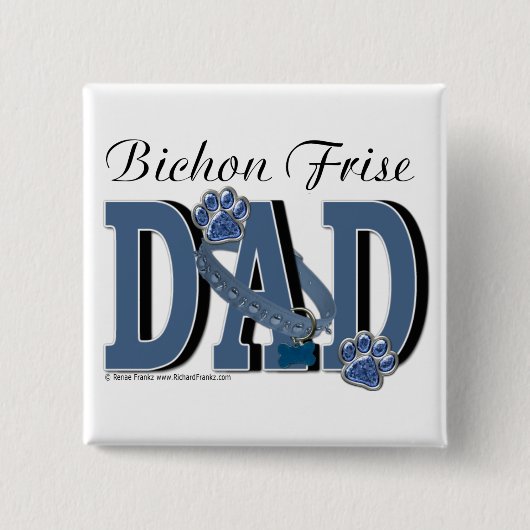 Bichon Frise DAD Vierkante Button 5,1 Cm (Voorkant)