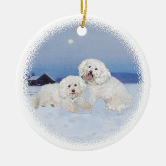 Bichon Frise Decemberavond Keramisch Ornament (Voorkant)