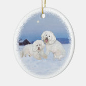 Bichon Frise Decemberavond Keramisch Ornament (Links)