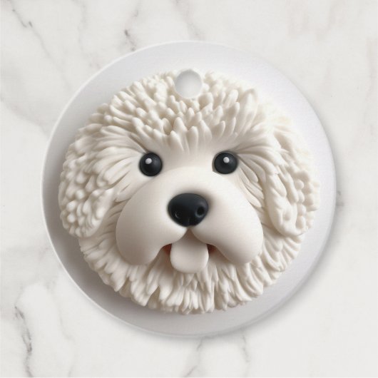 Bichon Frise Dog 3D geïnspireerd Bedankjes Labels (Voorkant)