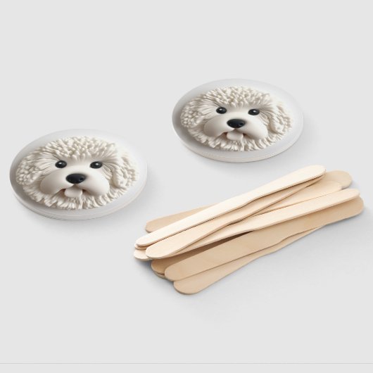 Bichon Frise Dog 3D geïnspireerd Handwaaier (Niet-gemonteerd)