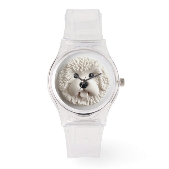 Bichon Frise Dog 3D geïnspireerd Horloge (Voorkant)