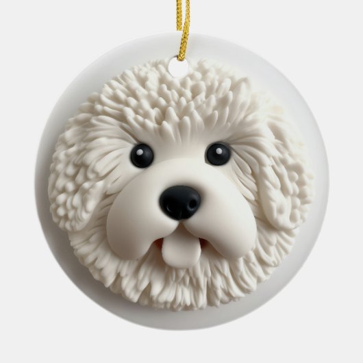 Bichon Frise Dog 3D geïnspireerd Keramisch Ornament (Voorkant)