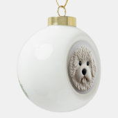 Bichon Frise Dog 3D geïnspireerd Keramische Bal Ornament (Links)