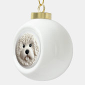 Bichon Frise Dog 3D geïnspireerd Keramische Bal Ornament (Rechts)
