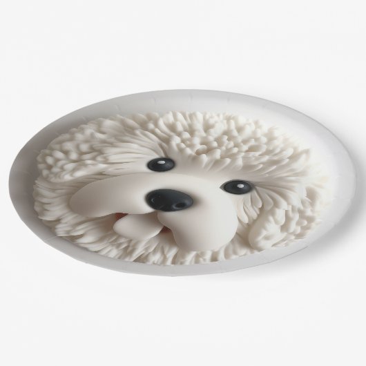Bichon Frise Dog 3D geïnspireerd Papieren Bordje (Gekanteld)