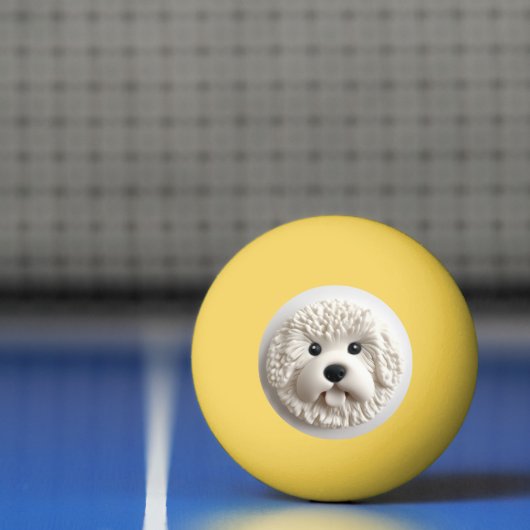 Bichon Frise Dog 3D geïnspireerd Pingpongbal (Net)