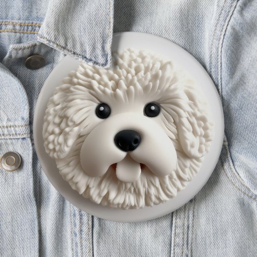 Bichon Frise Dog 3D geïnspireerd Ronde Button 6,0 Cm (In situ)