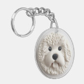 Bichon Frise Dog 3D geïnspireerd Sleutelhanger (Voorkant Links)