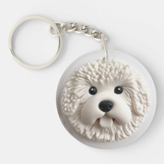 Bichon Frise Dog 3D geïnspireerd Sleutelhanger (Voorkant)