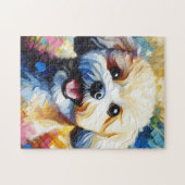 Bichon Frise Dog Acryl Art Print Hondenliefhebber  Legpuzzel (Horizontaal)