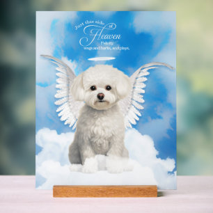 Bichon Frise Dog Angel met naam Pet Memorial Acryl Bord