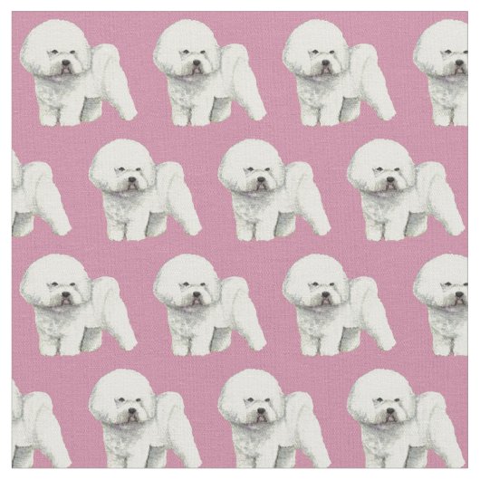 Bichon Frise Dog Art Fabric Stof (Close Up)