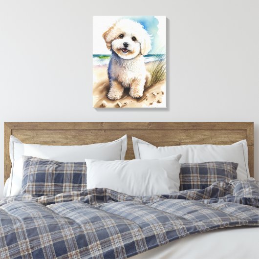 Bichon Frise Dog Art Painting Canvas Afdruk (Insitu (Slaapkamer))