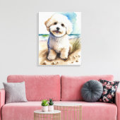 Bichon Frise Dog Art Painting Canvas Afdruk (Insitu (Woonkamer))