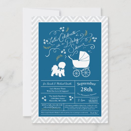 Bichon Frise Dog Baby shower Boy Blue Kaart (Voorkant)