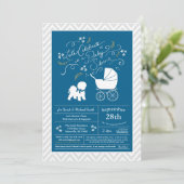 Bichon Frise Dog Baby shower Boy Blue Kaart (Staand voorkant)