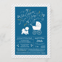 Bichon Frise Dog Baby shower Boy Blue