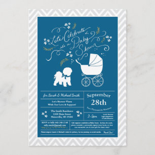 Bichon Frise Dog Baby shower Boy Blue Kaart