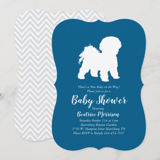 Bichon Frise Dog Baby shower Boy Blue Kaart (Voorkant / Achterkant)