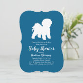 Bichon Frise Dog Baby shower Boy Blue Kaart (Staand voorkant)