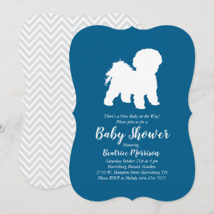 Bichon Frise Dog Baby shower Boy Blue Kaart