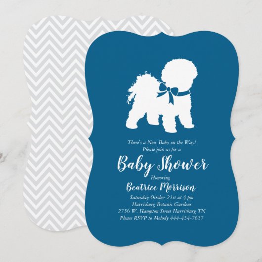Bichon Frise Dog Baby shower Boy Blue Kaart (Voorkant / Achterkant)