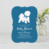 Bichon Frise Dog Baby shower Boy Blue Kaart (Staand voorkant)