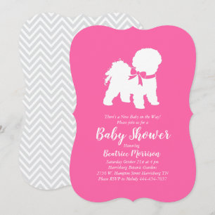 Bichon Frise Dog Baby shower Girl Pink Kaart